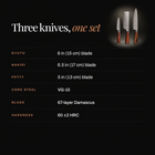 Asahi 3-Piece Knife Set (Gyuto, Nakiri & Petty) specifications