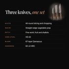 Katsura 3-Piece Knife Set (Gyuto, Nakiri & Petty) specifications