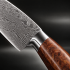 Close-up of the katsura damascus knife set blade and handle
