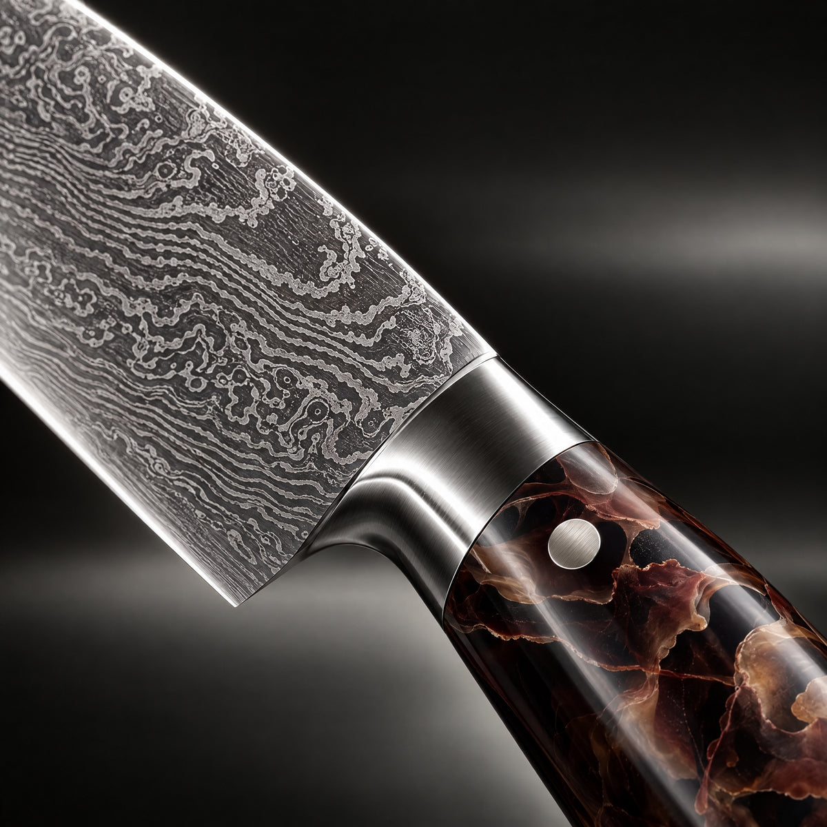 Close-up of the kongo 10-piece knife set blade and handle