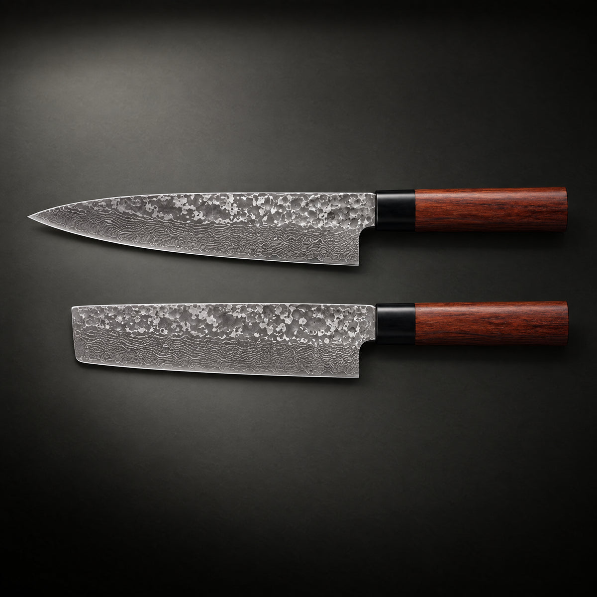 Akitsu 2-Piece Knife Set (Gyuto & Nakiri), full side profile