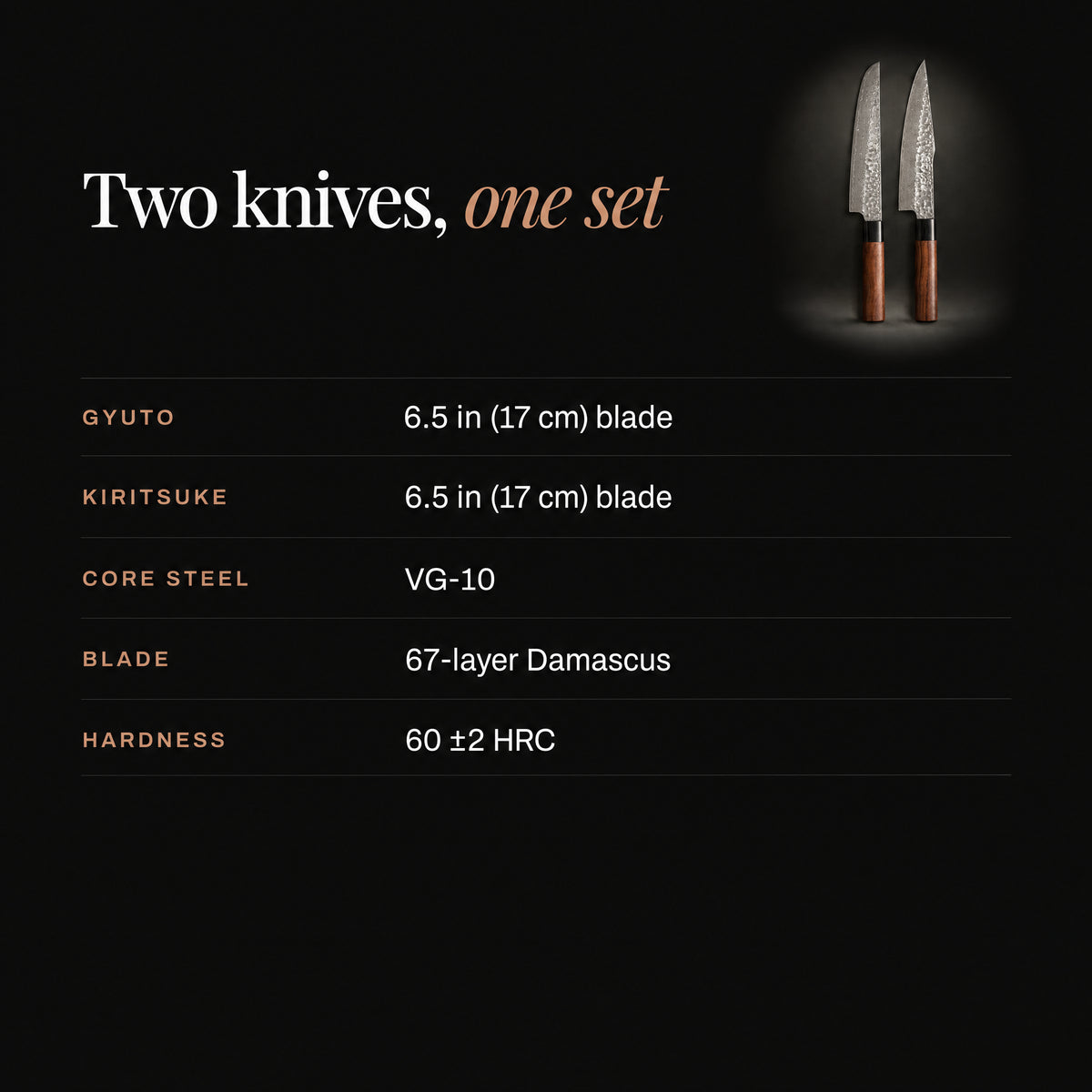 Akitsu 2-Piece Knife Set (Gyuto & Kiritsuke) specifications