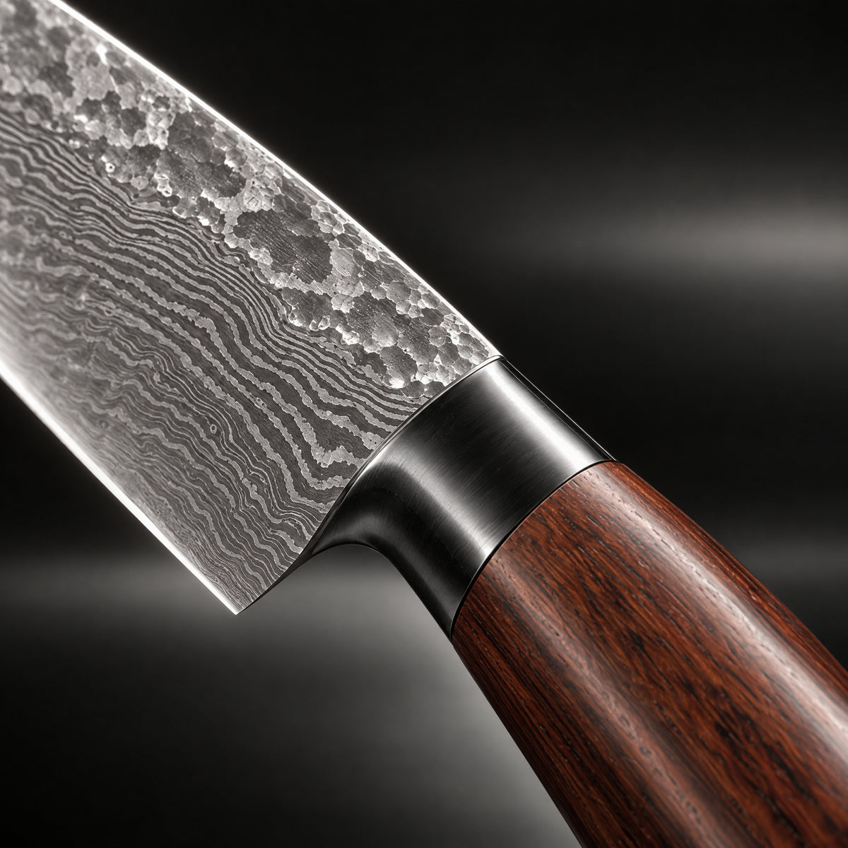 Close-up of the akitsu 2-piece knife set (gyuto & nakiri) blade and handle