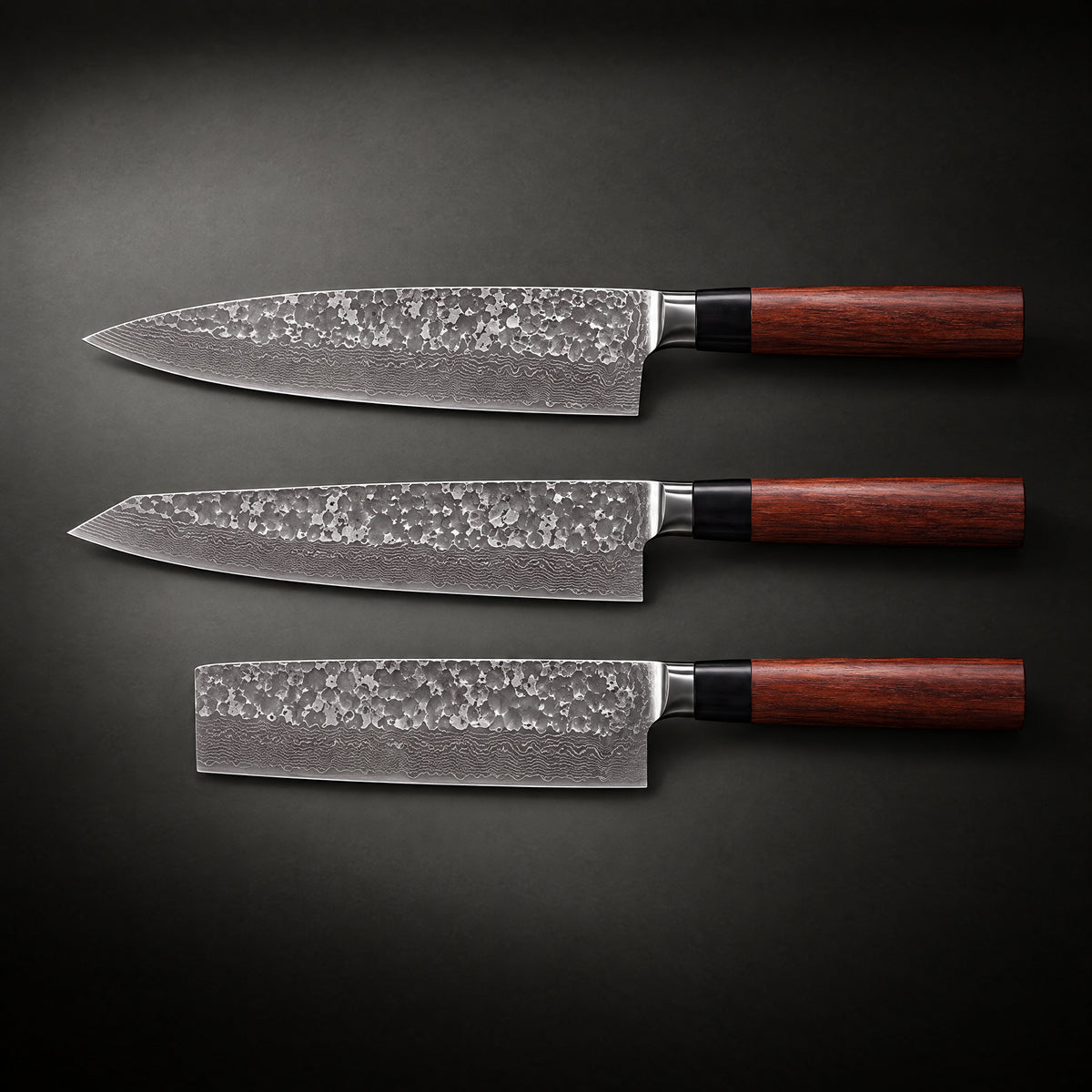Akitsu 3-Piece Knife Set, full side profile