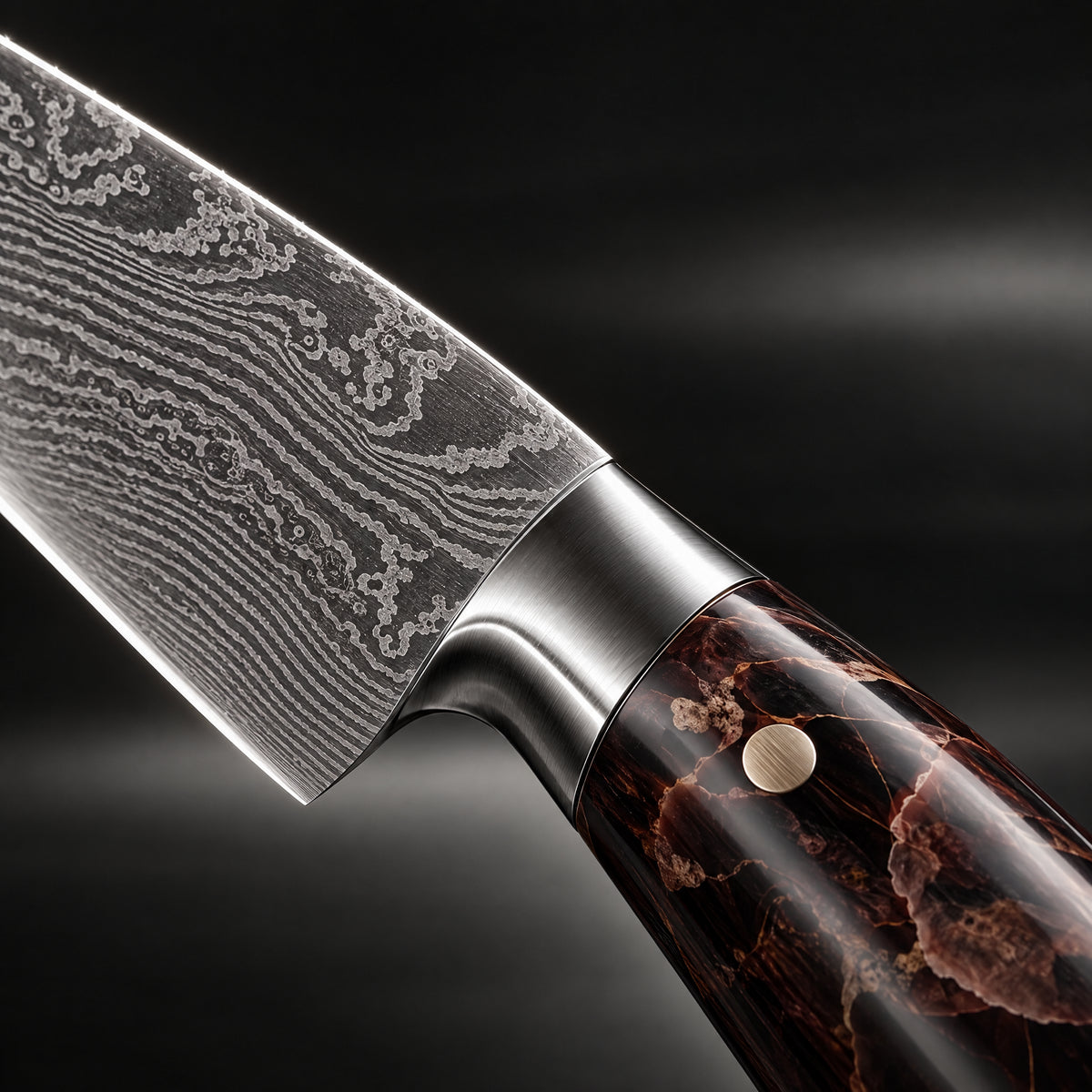Close-up of the kongo 2-piece knife set (gyuto & utility) blade and handle
