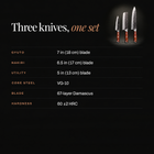 Hagane 3-Piece Knife Set (Gyuto, Nakiri & Utility) specifications