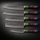 Retsu Damascus Knife Set, full side profile
