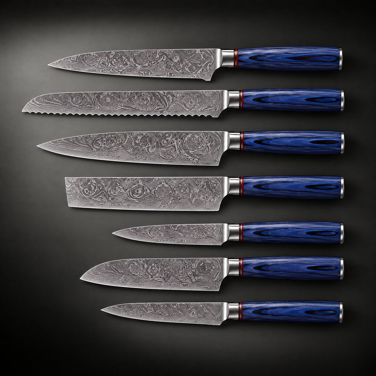 Seiryu 7-Piece Knife Set, full side profile