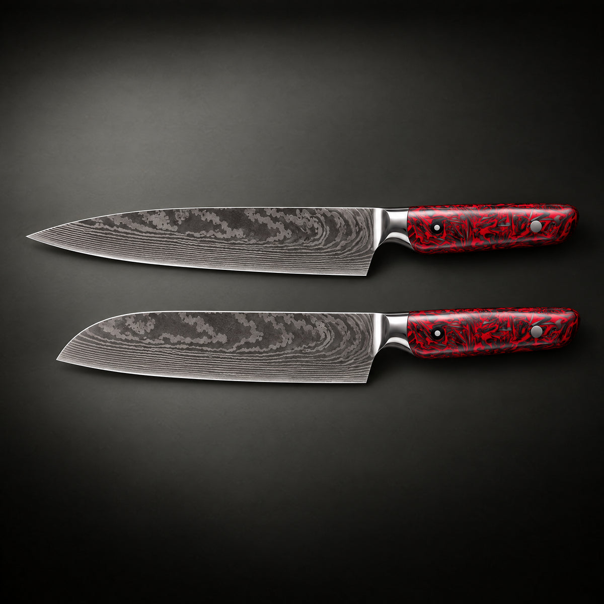 Kurenai 2-Piece Knife Set (Gyuto & Santoku), full side profile