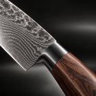 Close-up of the shizuma 3-piece knife set (gyuto, nakiri & petty) blade and handle