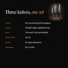 Shizuma 3-Piece Knife Set (Gyuto, Nakiri & Petty) specifications