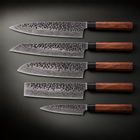 Shizuma Damascus Knife Set, full side profile