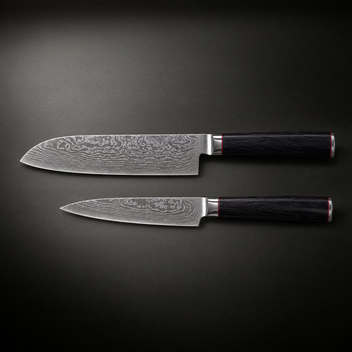 Kurogane 2-Piece Knife Set (Santoku & Petty), full side profile