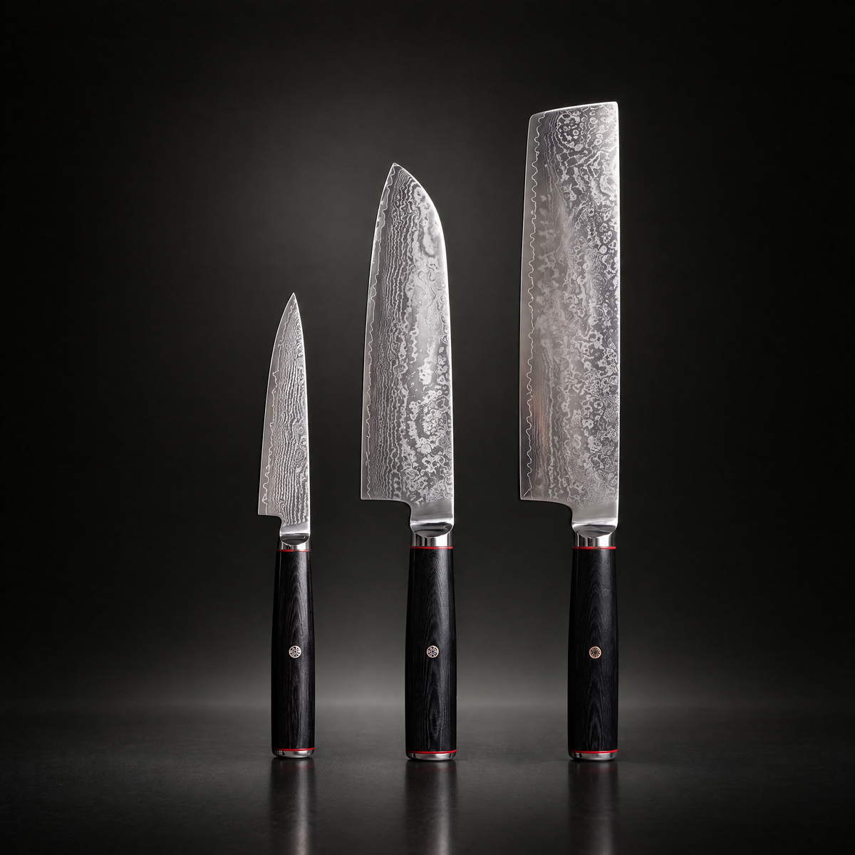 Kurogane 3-Piece Knife Set (Santoku, Nakiri & Petty)
