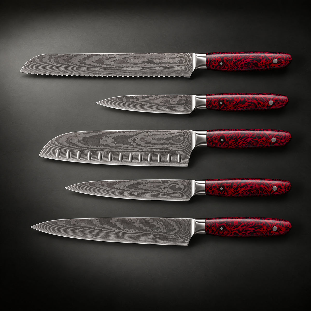 Kurenai 5-Piece Knife Set, full side profile