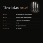 Seiran 3-Piece Knife Set (Gyuto, Nakiri & Petty) specifications