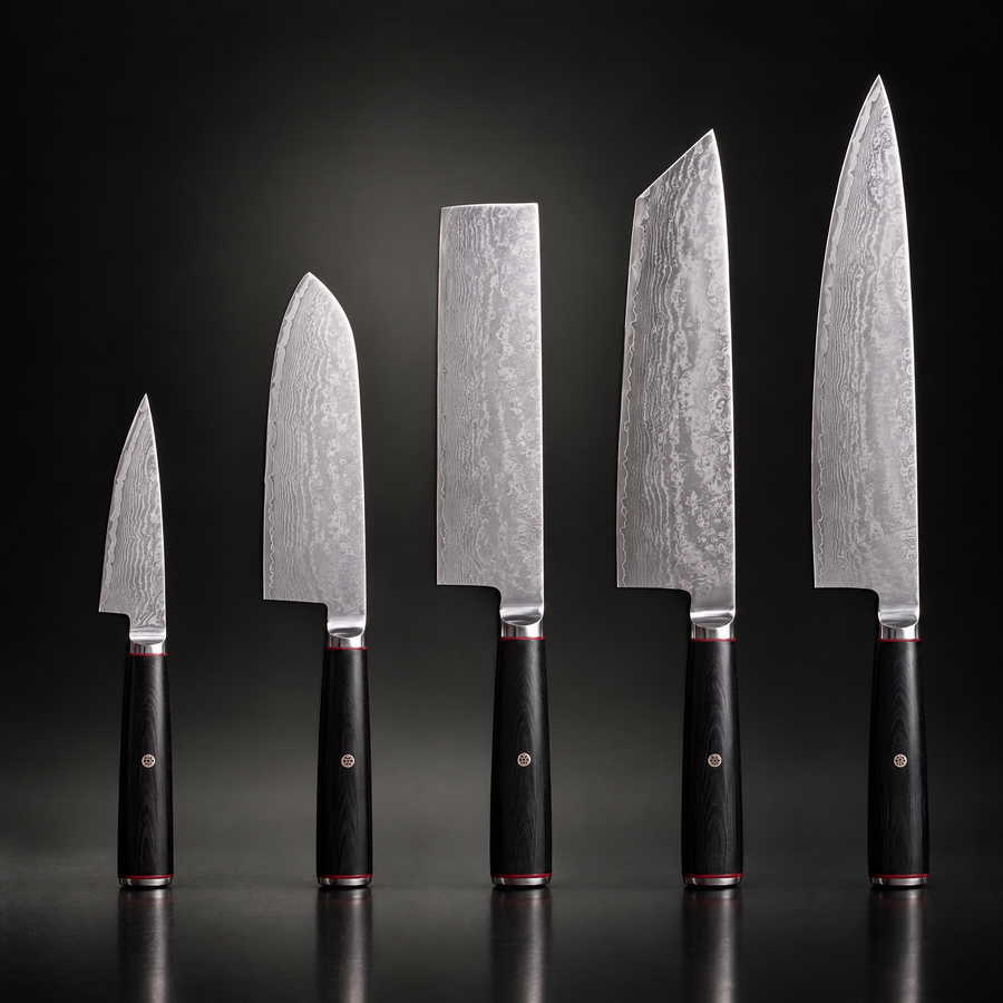 Kurogane Damascus Knife Set