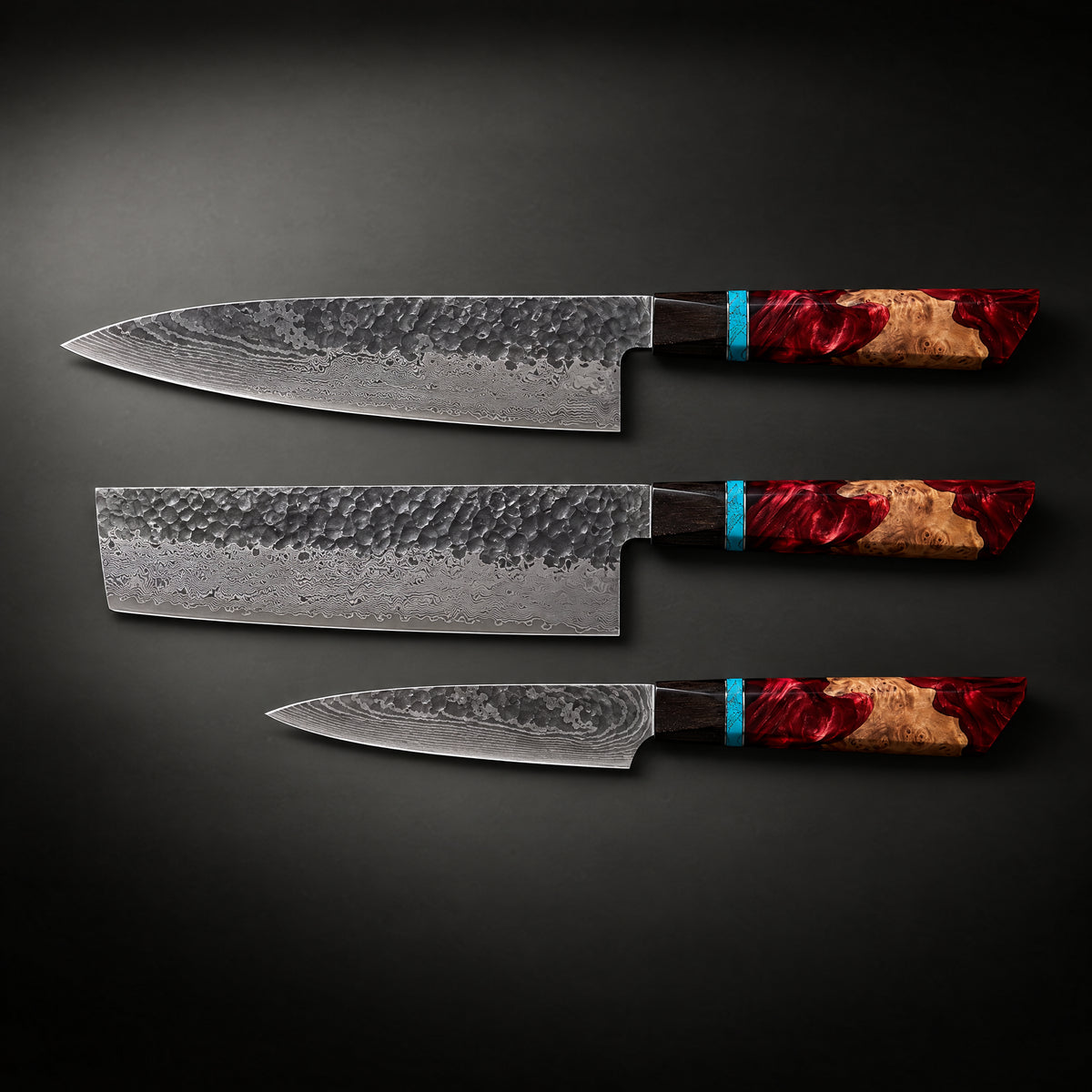 Tenryu 3-Piece Knife Set (Gyuto, Nakiri & Petty), full side profile