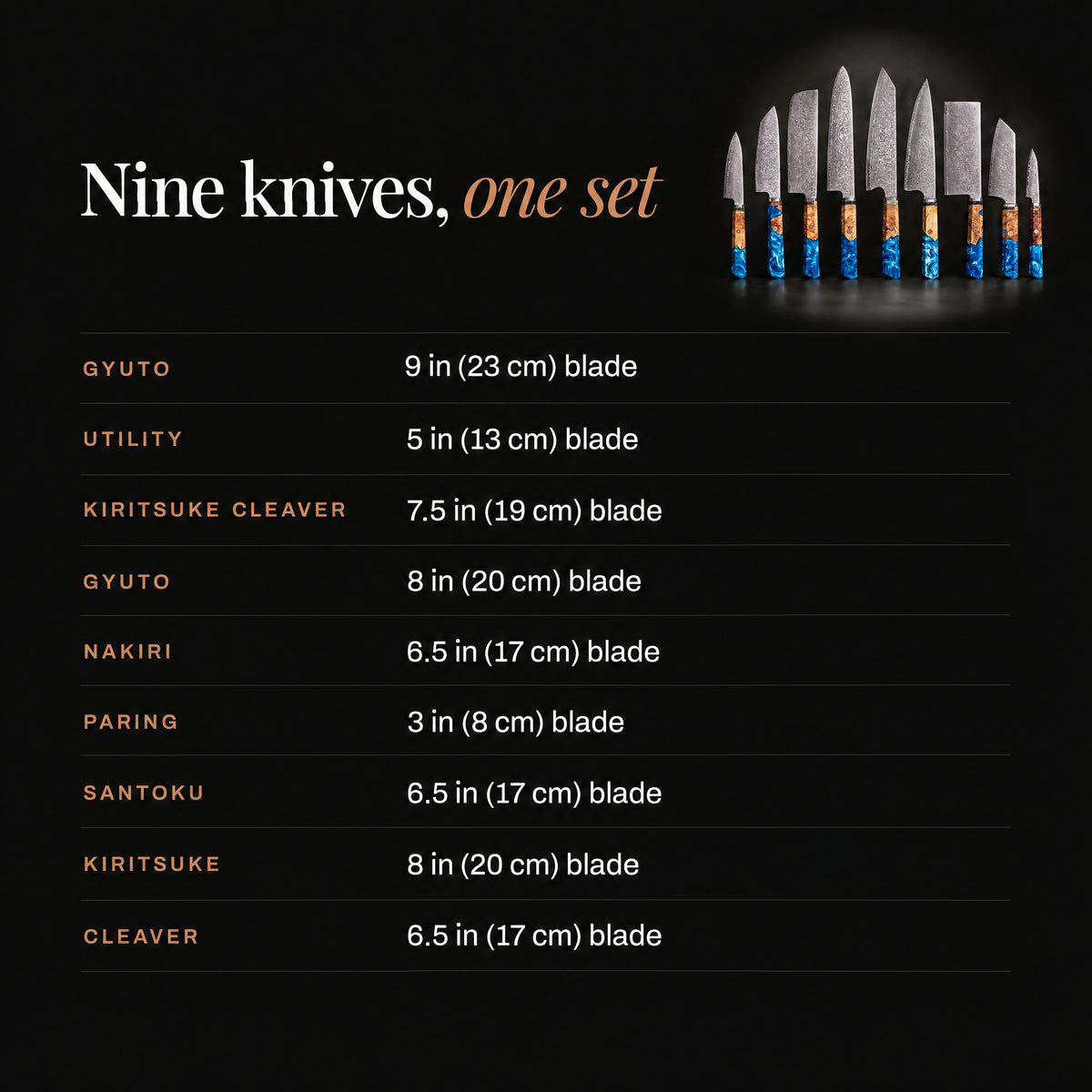 Suijin 9-Piece Knife Set specifications