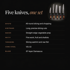 Tenryu Damascus Knife Set specifications