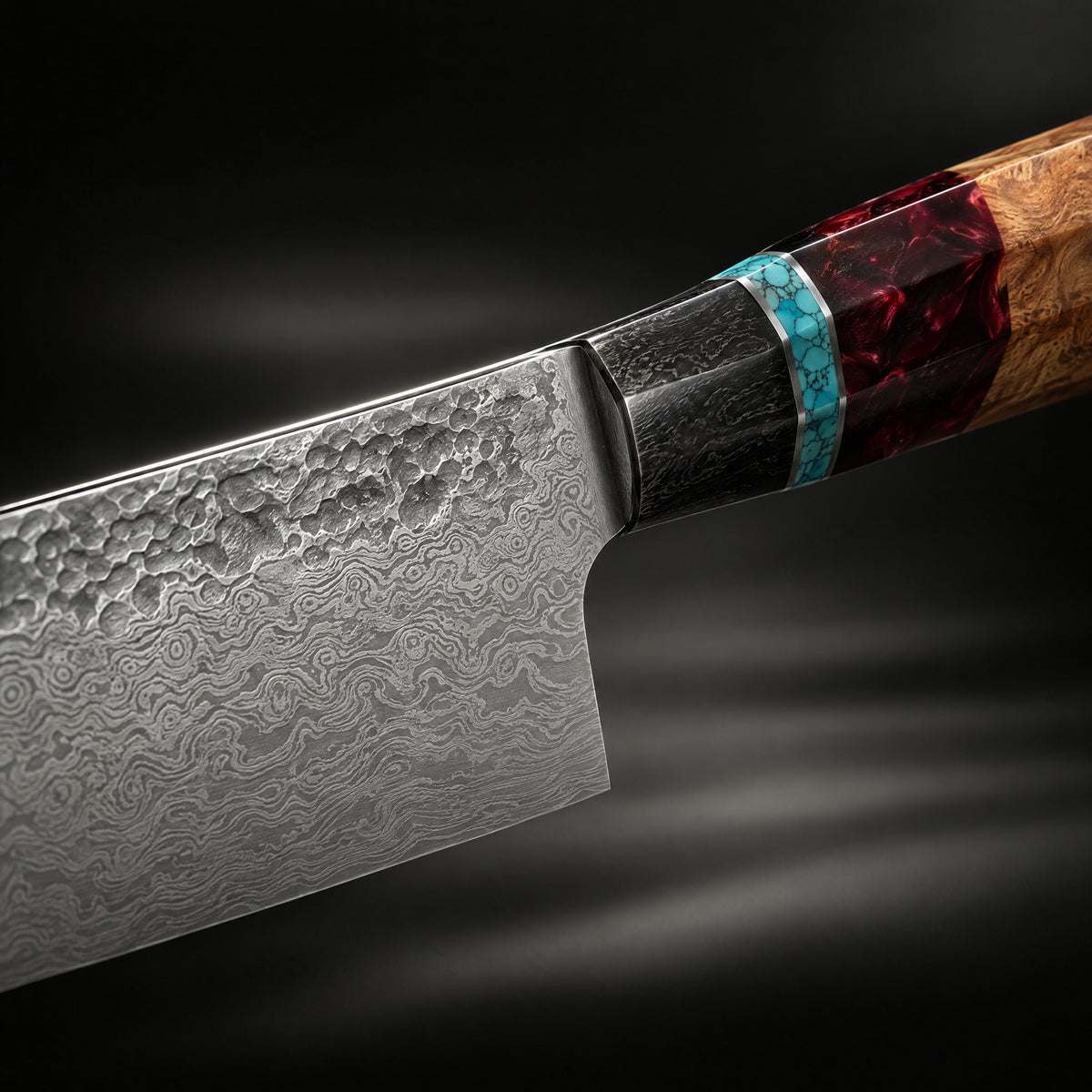 Close-up of the tenryu yanagiba sashimi knife blade and handle