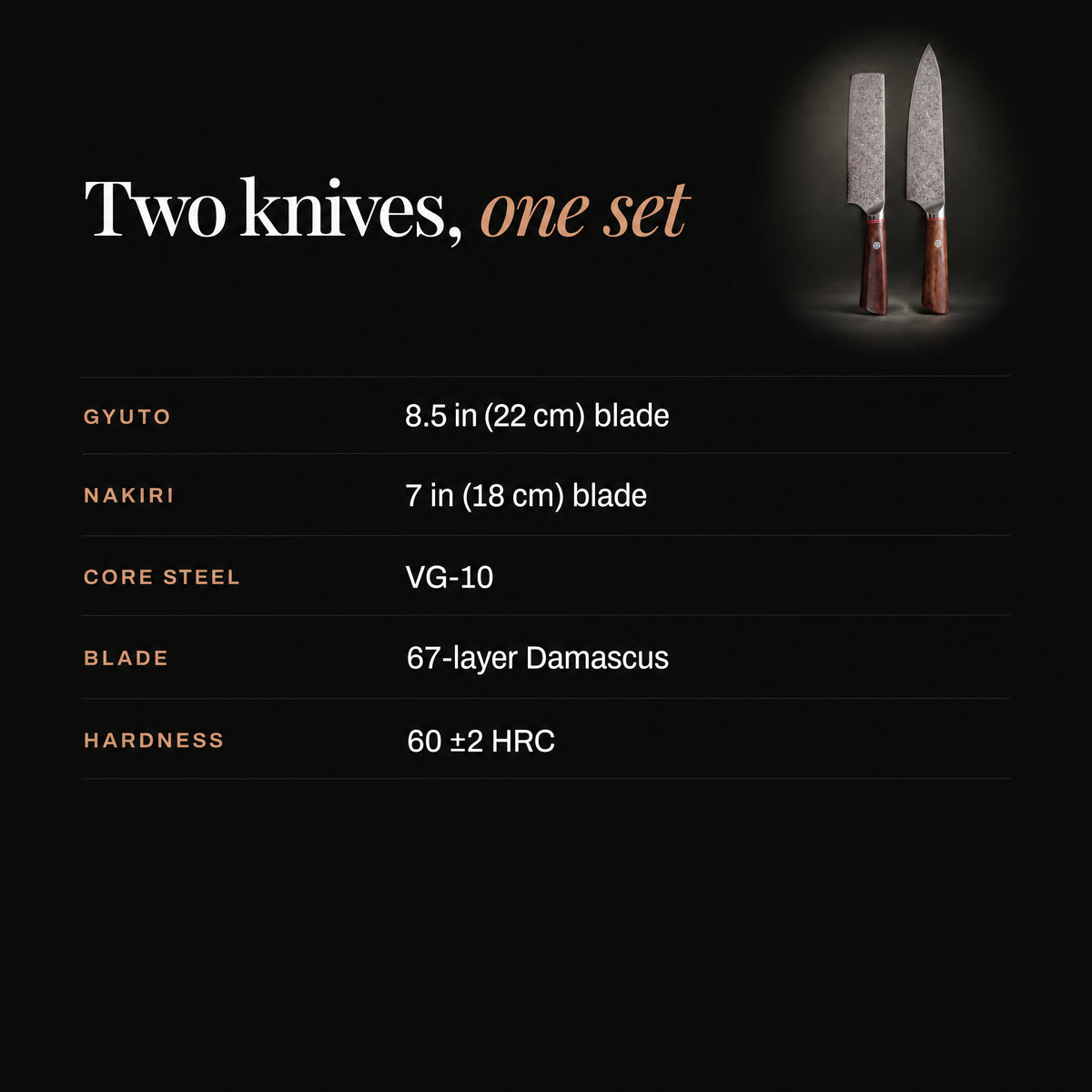 Takamori 2-Piece Knife Set (Gyuto & Nakiri) specifications