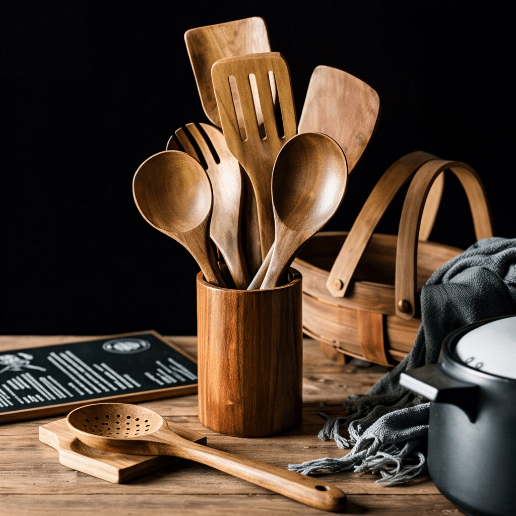 Traditional Japanese Wooden Utensil Set