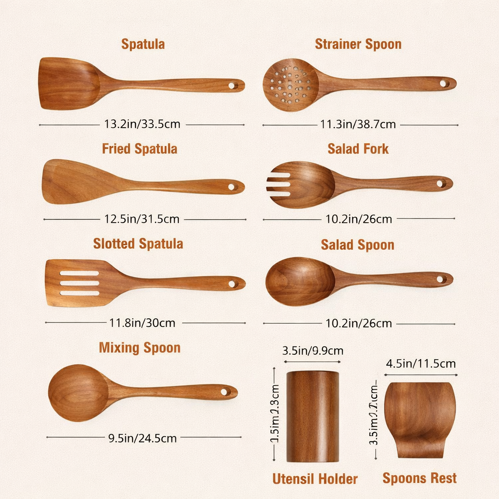 Traditional Japanese Wooden Utensil Set