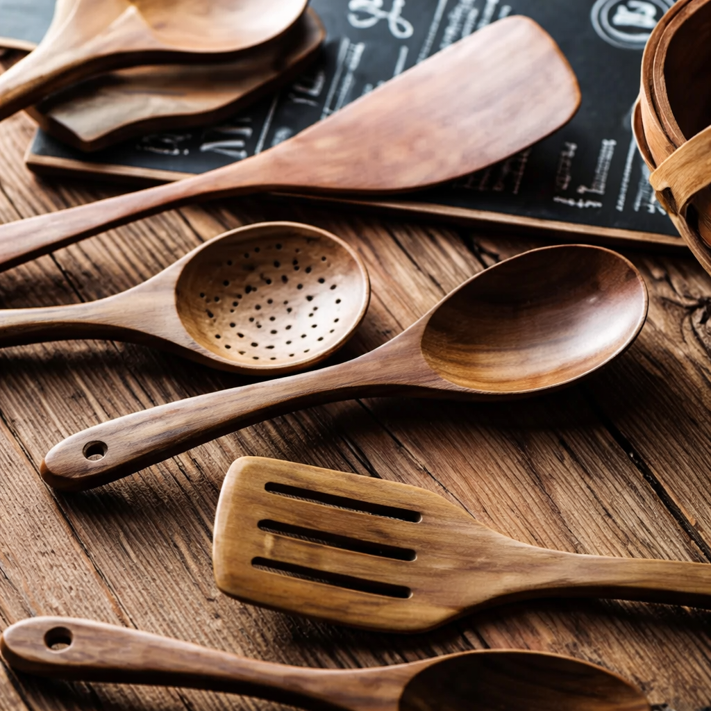 Traditional Japanese Wooden Utensil Set