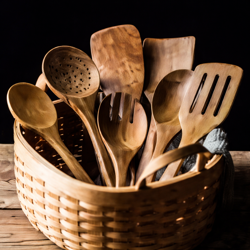 Traditional Japanese Wooden Utensil Set