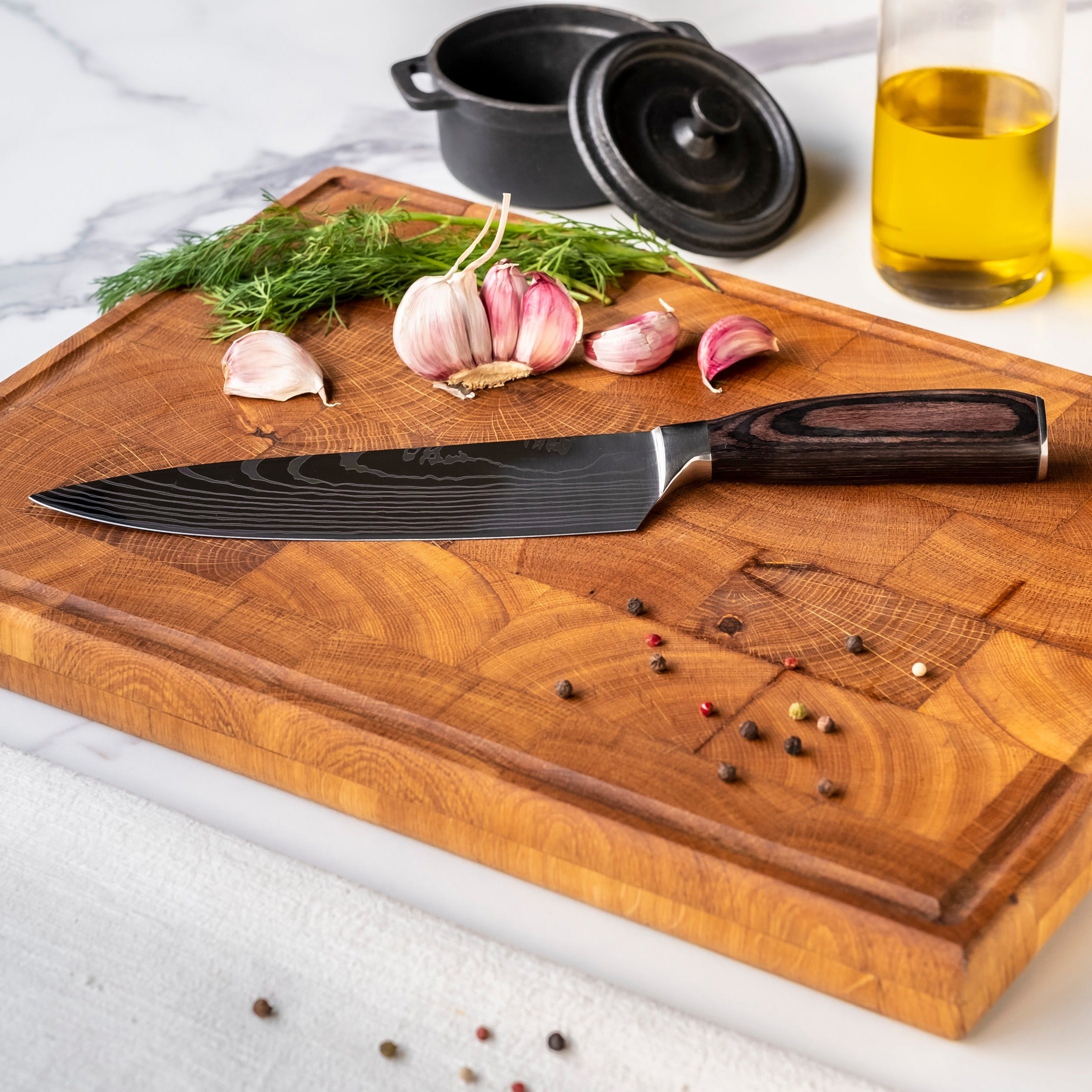 Japanese Damascus Chef’s Knife – 8.1 inch (20.5 cm) Precision Blade