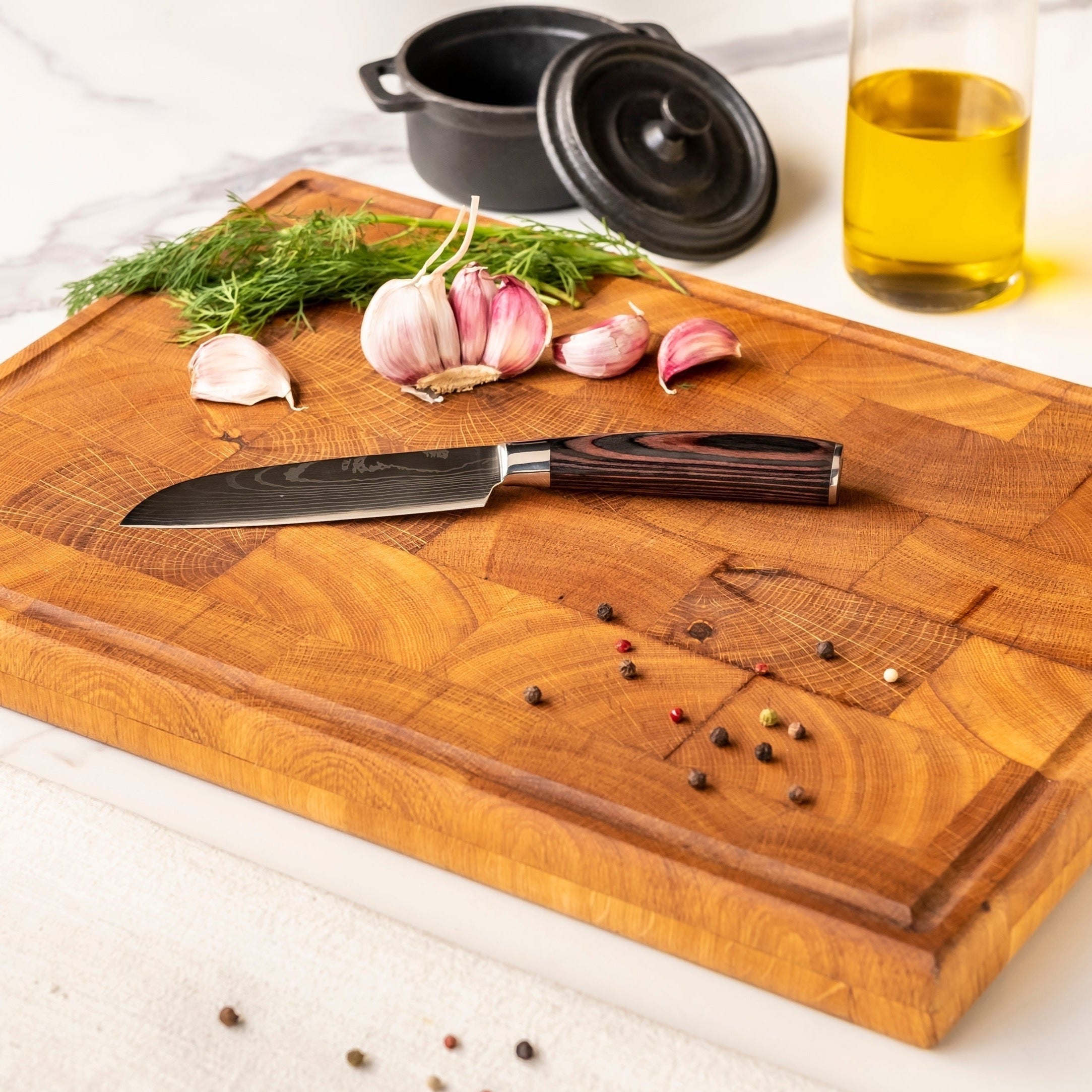 Japanese Damascus Santoku Knife – 5.1 inch (13 cm) Compact Blade