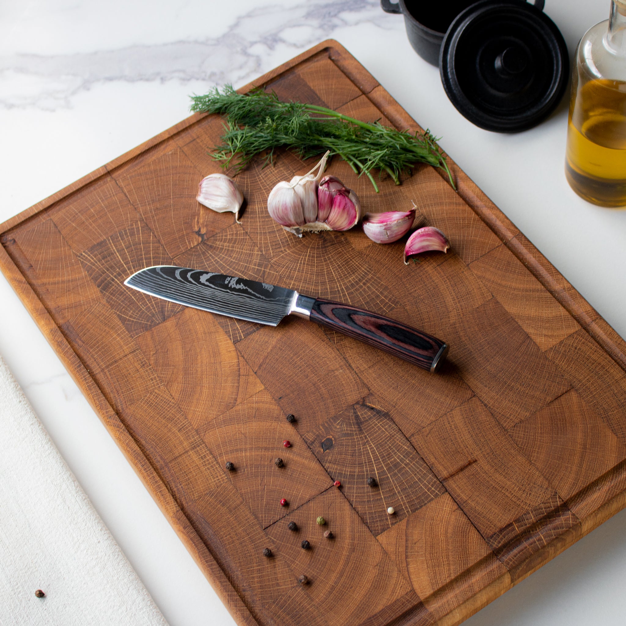 Japanese Damascus Santoku Knife – 5.1 inch (13 cm) Compact Blade