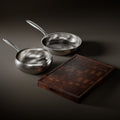 Hammered Titanium Pan & Sauté Set with Walnut Board and Utensils