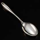Solid serving spoon with rounded handle, dark studio detail