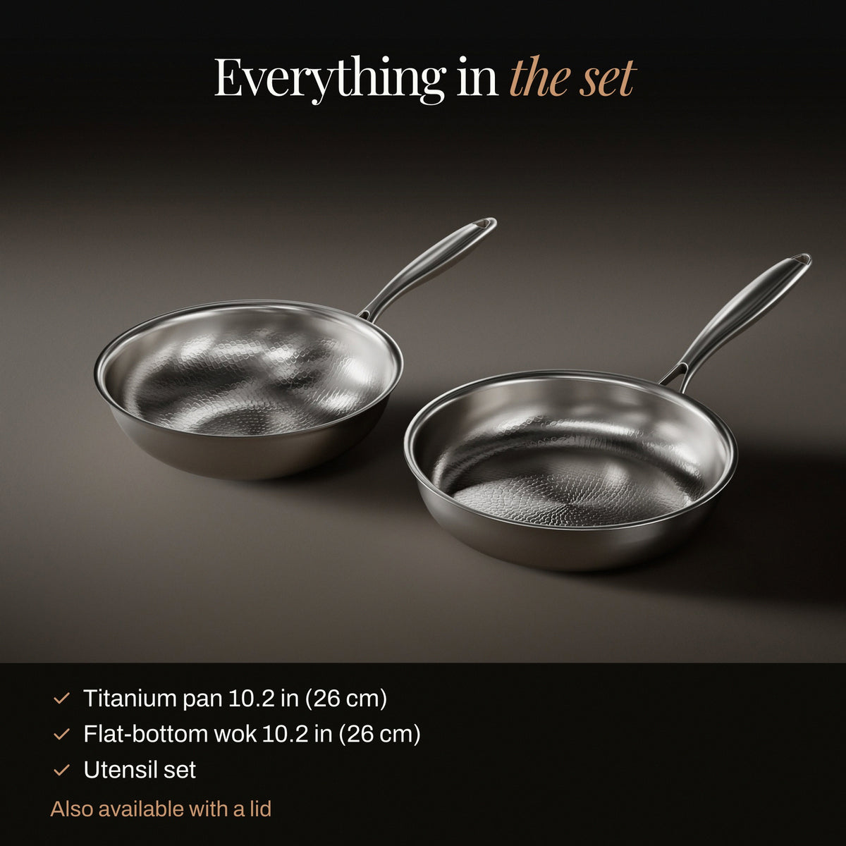 Everything in the wok and fry pan set