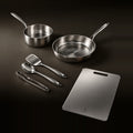 Hammered Titanium Everyday Duo with Cutting Board & Utensils