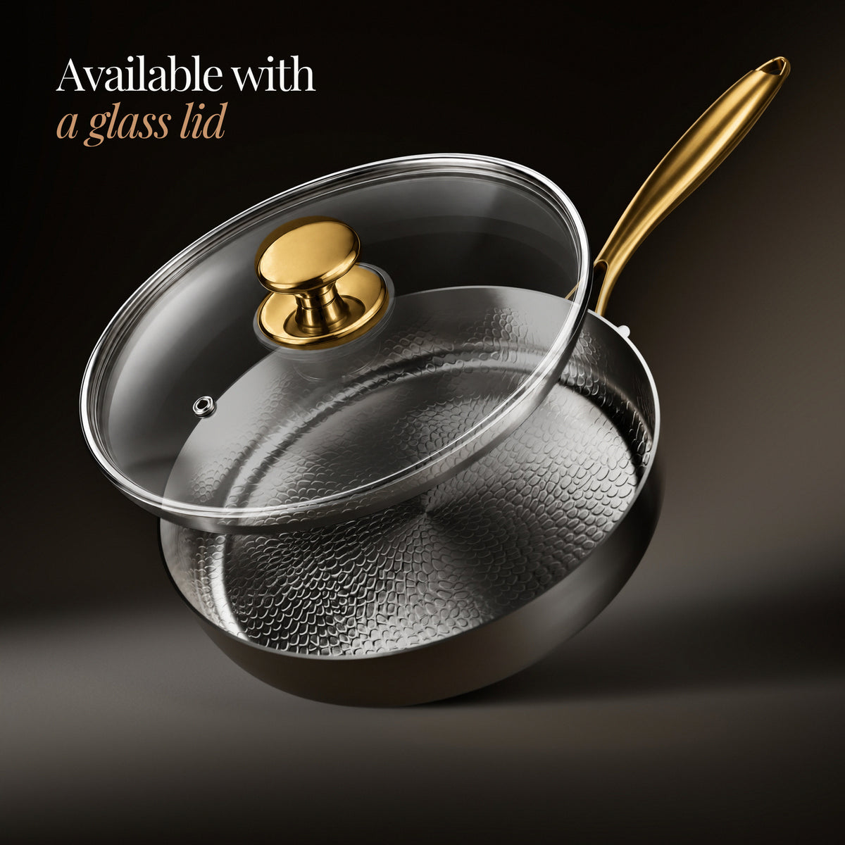 Available with a glass lid: Okura hand-hammered titanium high-wall pan, limited edition