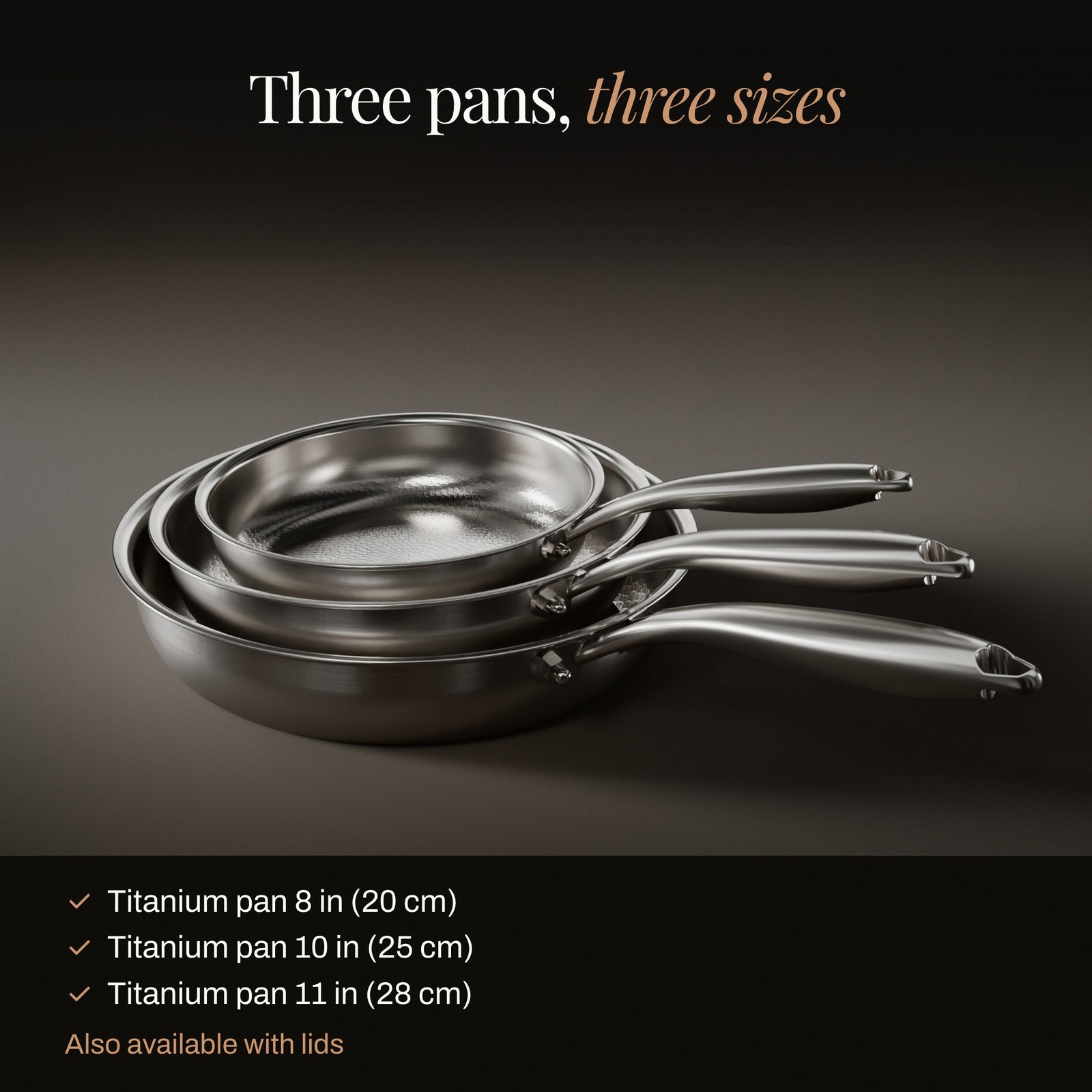 おOKURA COOKWARE Premium Titanium フライパン Hammered Titanium Pan - 3-piece set – Okura Cookware