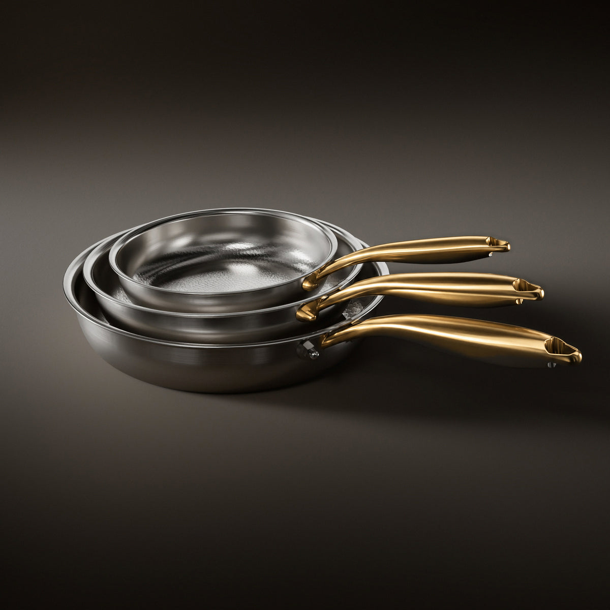 Okura 3-piece titanium pan set, Limited Edition with gold-coloured handles