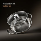 Available with a glass lid: Okura hand-hammered titanium pan with two handles