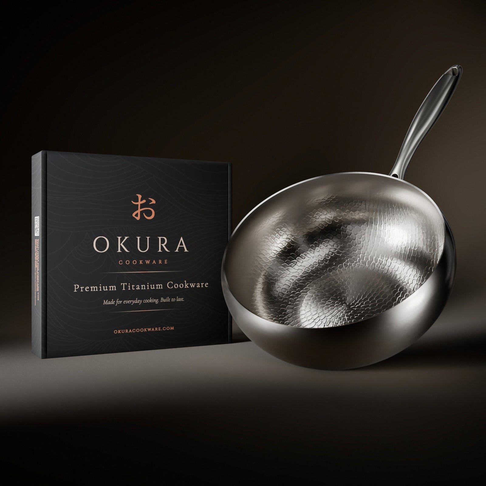 おOKURA COOKWARE Premium Titanium フライパン Titanium Sauté Pan, Hammered PFAS-Free | Okura