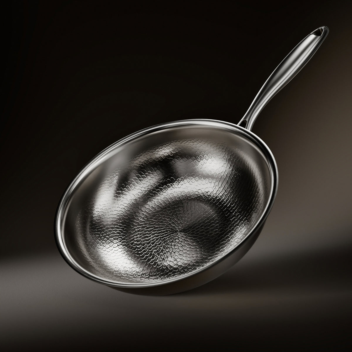 Okura titanium wok pan with flat base