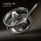 Available with a glass lid: Okura hand-hammered titanium wok pan with flat base