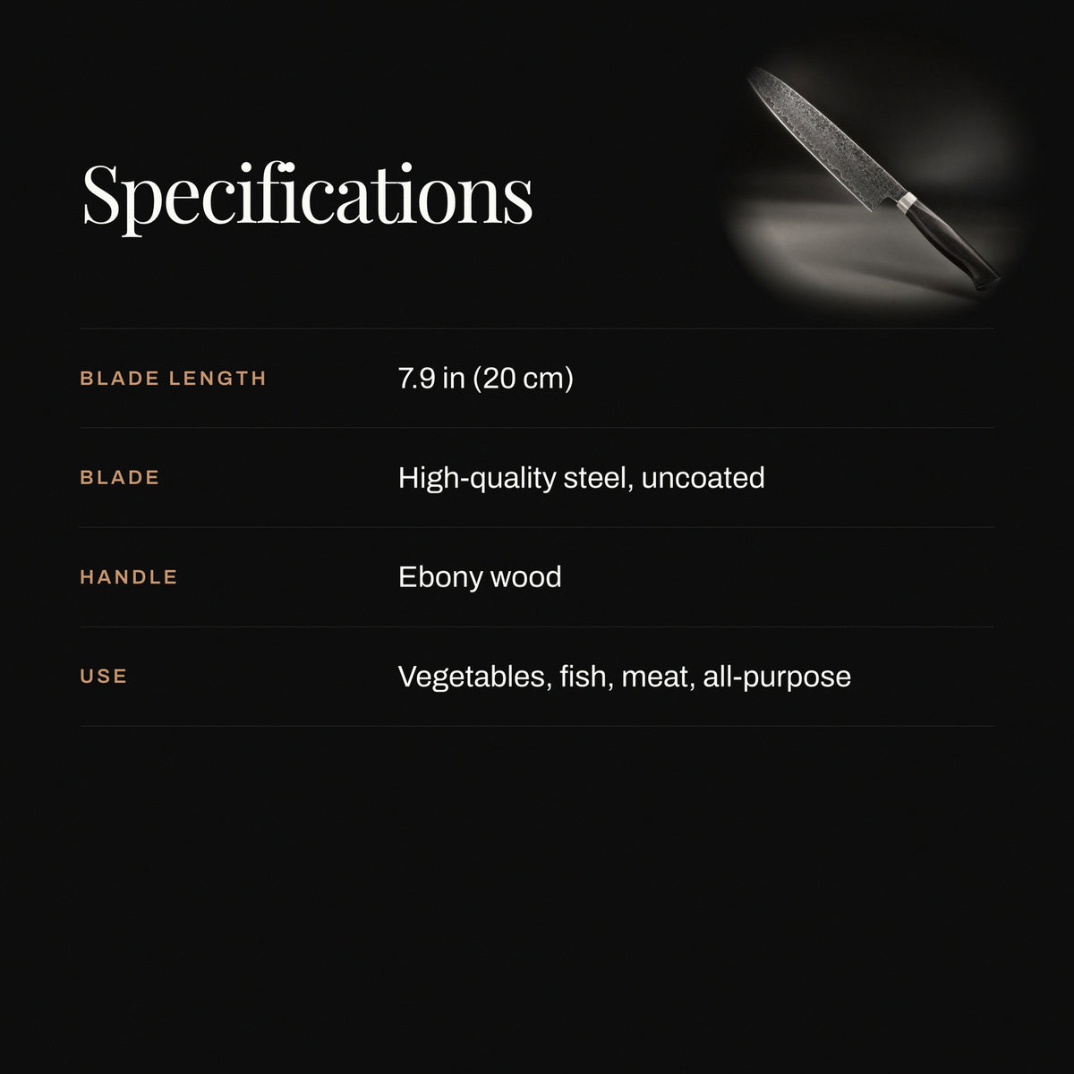 Japanese-Style Chef’s Knife specifications