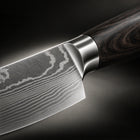 Close-up of the japanese-style chef’s knife blade and handle