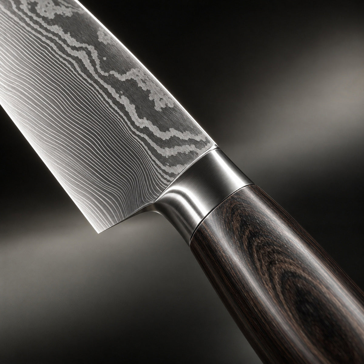 Close-up of the japanese-style knife set blade and handle
