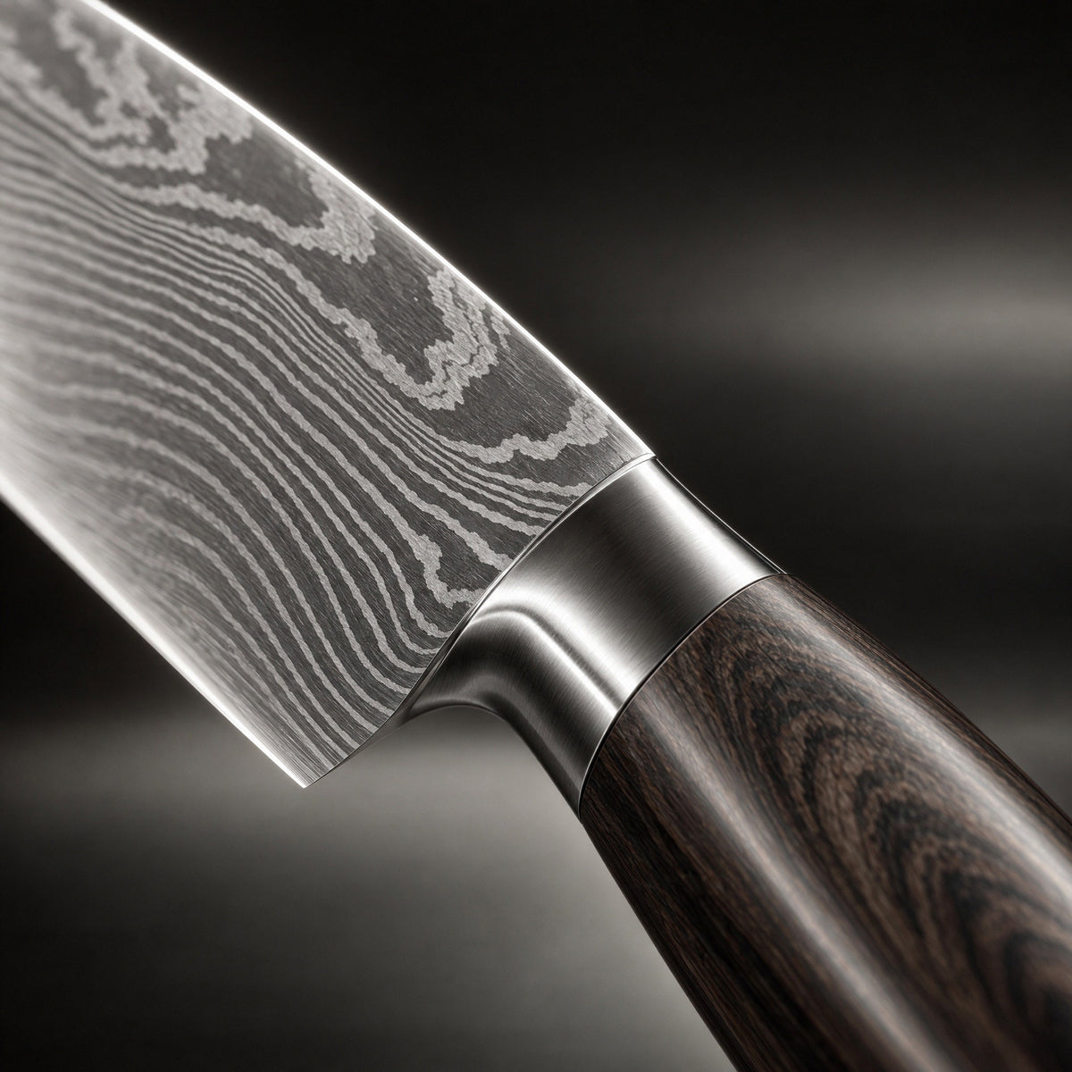 Close-up of the japanese-style knife set blade and handle