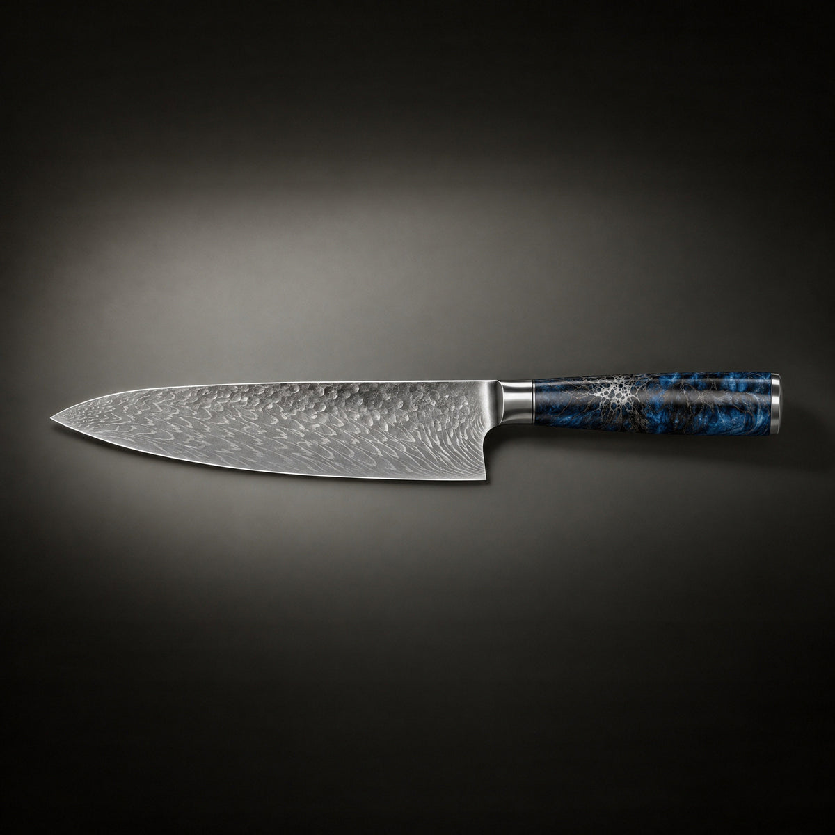 Japanese-Style Hammered Chef’s Knife, full side profile