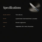 Japanese-Style Hammered Chef’s Knife specifications